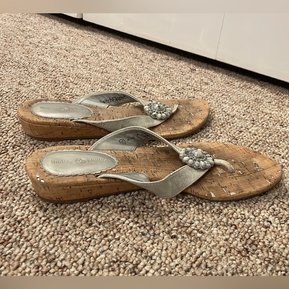 LINDSAY PHILLIPS SANDAL FLIP FLOP HEELS SIZE 10 - Picture 6 of 7
